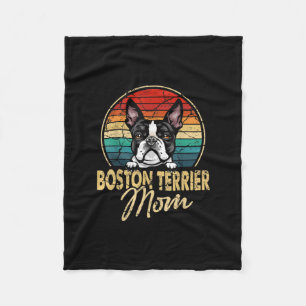 Vintage Boston Terrier Mum Funny Dog Lover Gifts Fleece Blanket