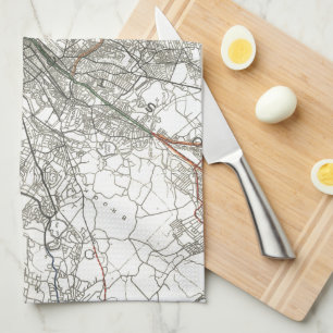 Vintage Boston Transit Line Map (1914) Tea Towel