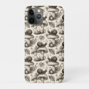 Vintage Botanica Pattern of Snails and Mushrooms iPhone 11 Pro Case