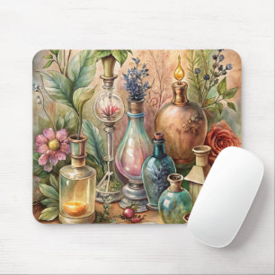 Vintage Botanical Apothecary Bottles Mouse Pad