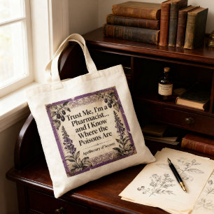Vintage Botanical Apothecary Pharmacist Quote Tote Bag
