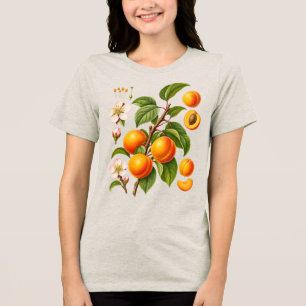 Vintage Botanical Apricot Illustration Tri-Blend Shirt
