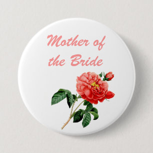 vintage botanical art red rose flowers mother 7.5 cm round badge