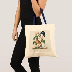 Vintage Botanical Bird Custom Teacher Name School Tote Bag
