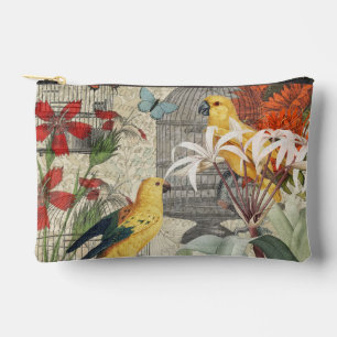 Vintage Botanical Bird Nature Antique Tropical Accessory Pouch