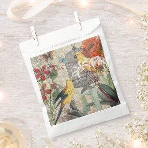Vintage Botanical Bird Nature Antique Tropical Favour Bag