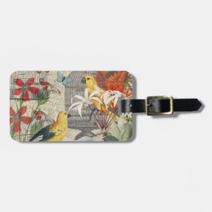 Vintage Botanical Bird Nature Antique Tropical Luggage Tag