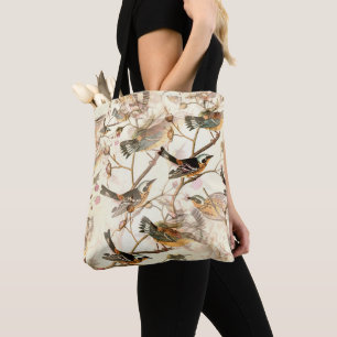 Vintage Botanical Birds and Wild Berries Elegant  Tote Bag