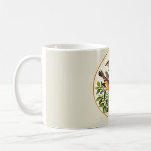 Vintage Botanical Birds Illustration Square Wall  Coffee Mug
