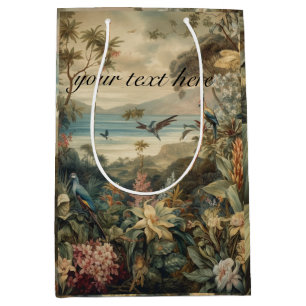 Vintage botanical birds in paradise customisable medium gift bag