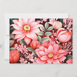 Vintage Botanical Blooming Flower Garden Holiday Card