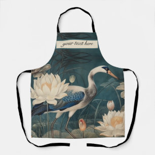 Vintage botanical blue crane customisable apron