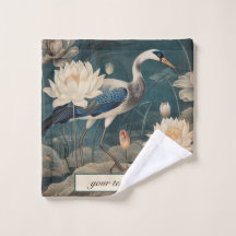 Vintage botanical blue crane, customisable 