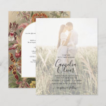 Vintage Botanical Burgundy Floral Wedding Invite