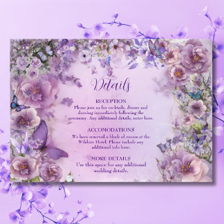 Vintage Botanical Butterfly Lavender Enclosure Card