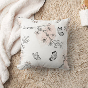 Vintage Botanical Butterfly Toile Pattern (10) Cushion