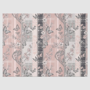 Vintage Botanical Butterfly Toile Pattern (10) Tissue Paper