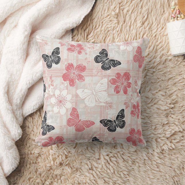 Vintage Botanical Butterfly Toile Pattern (3) Cushion (Blanket)