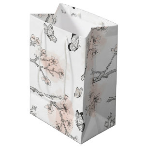 Vintage Botanical Butterfly Toile Pattern (9) Medium Gift Bag