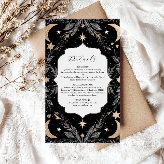 Vintage Botanical Celestial Moon Stars Wedding Enclosure Card (Creator Uploaded)