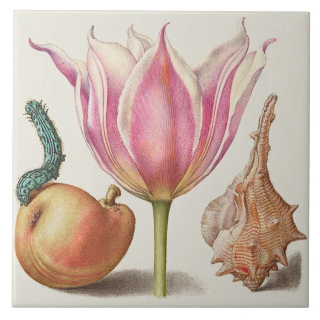 Vintage Botanical Ceramic Tile (Front)