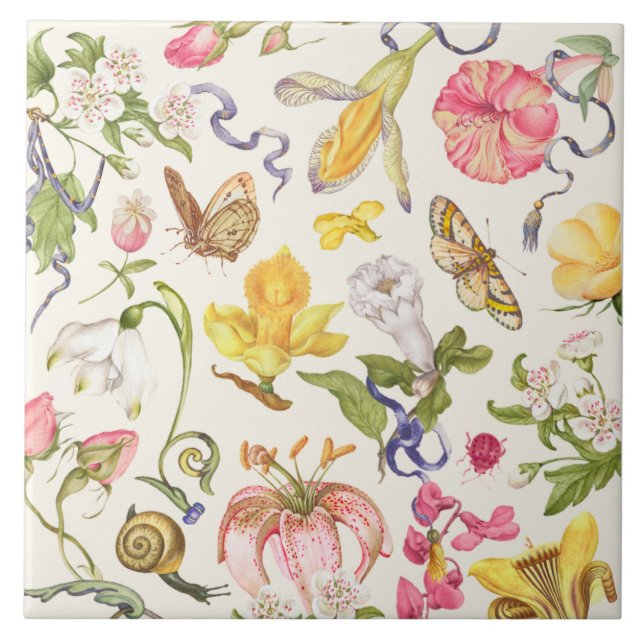 Vintage Botanical Ceramic Tile (Front)