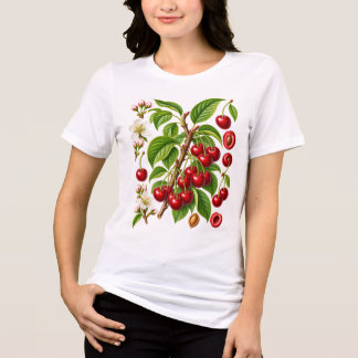 Vintage Botanical Cherry Illustration Tri-Blend Shirt