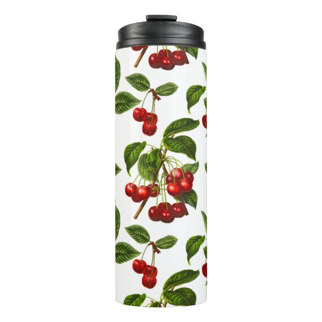 Vintage Botanical Cherry Print  Thermal Tumbler (Front)
