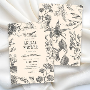 Vintage Botanical Chinoiserie floral bridal shower Invitation