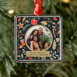 Vintage Botanical Christmas Family Photo Ornament<br><div class="desc">Add a touch of vintage charm to your Christmas tree with this personalised family photo ornament. Featuring a botanical holiday design with festive greenery,  candy canes,  and gifts,  this keepsake makes a perfect gift or family heirloom. Customise with your photo and family name for a timeless holiday treasure</div>