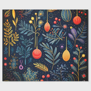 Vintage Botanical Christmas Ornaments Gift Wrapping Paper