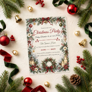 Vintage Botanical Christmas Party Invitation