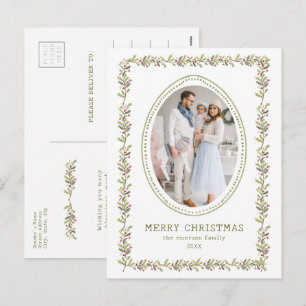 Vintage Botanical Christmas Postcard