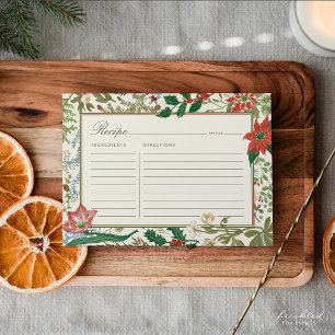 Vintage Botanical Christmas Recipe Card 5x7