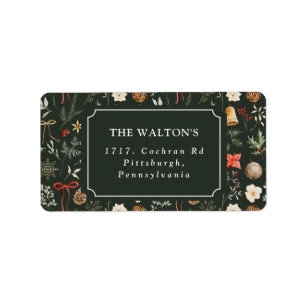 Vintage Botanical Christmas Return Address Label