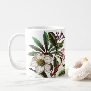 Vintage Botanical Christmas Rose Flower Bouquet Coffee Mug