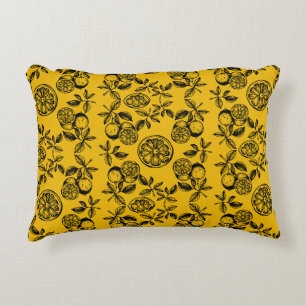 Vintage Botanical Citrus Fruit Print Decorative Cushion