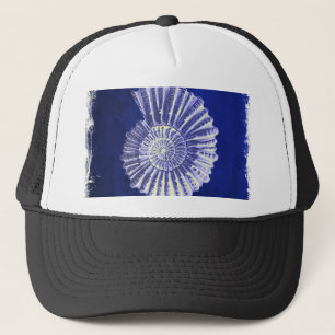 vintage botanical Coastal Blue White seashell Trucker Hat