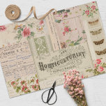 Vintage Botanical Collage and Ephemera Tissue Paper<br><div class="desc">Beautiful assorted vintage floral patterns and ephemera in pink,  gold and green tones.  Perfect for your spring and garden themed decoupage projects.</div>