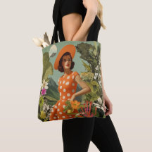 Vintage Botanical Collage Tote Bag
