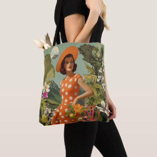 Vintage Botanical Collage Tote Bag