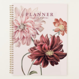 Vintage Botanical Dahlia Floral Planner