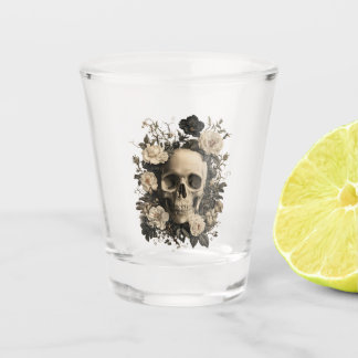 Vintage Botanical Design Of A Human Skull Shot Glass