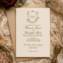 Vintage Botanical Elegance Beige Wedding Invite