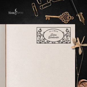 Vintage Botanical Ex Libris Bookplate Rubber Stamp