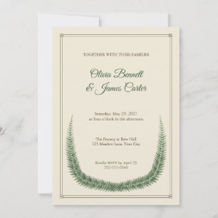 Vintage Botanical Fern Frame Wedding Invitation
