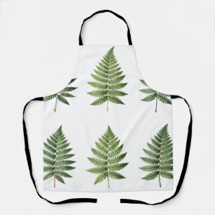 Vintage Botanical Fern Leaves Illustration Pattern Apron