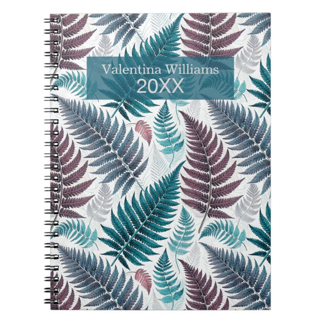 Vintage Botanical Fern Monogram Notebook (Front)