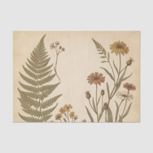 Vintage Botanical Fern Wildflowers Antique Tissue Paper