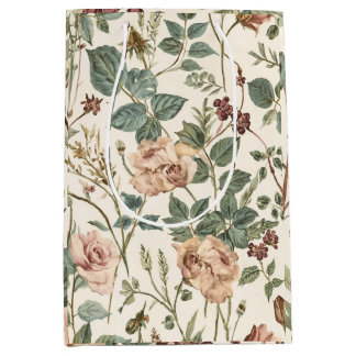 Vintage Botanical Floral Cottage Garden Medium Gift Bag